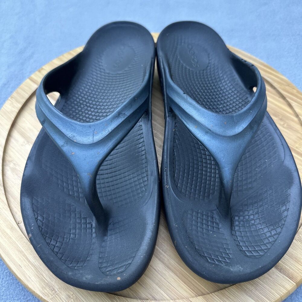OOFOS Oolala Flip Flop Thong Recovery Sandal Womens Size 11 Black Comfort‎